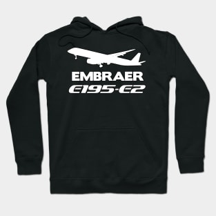 Embraer E195-E2 Silhouette Print (White) Hoodie